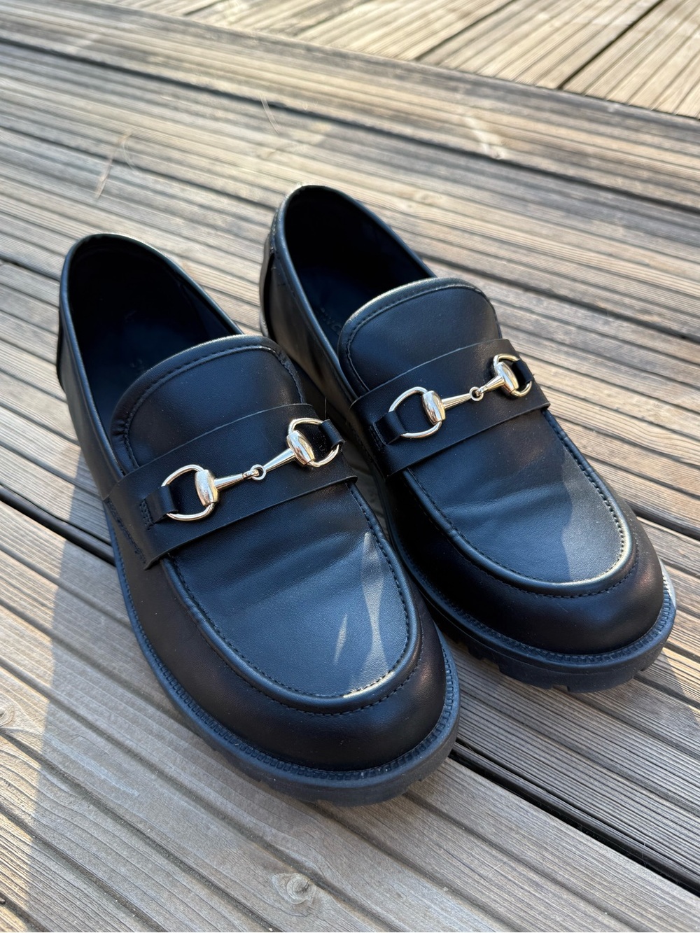 Sincerely Jules Black Loafers with Horsebit Detail
